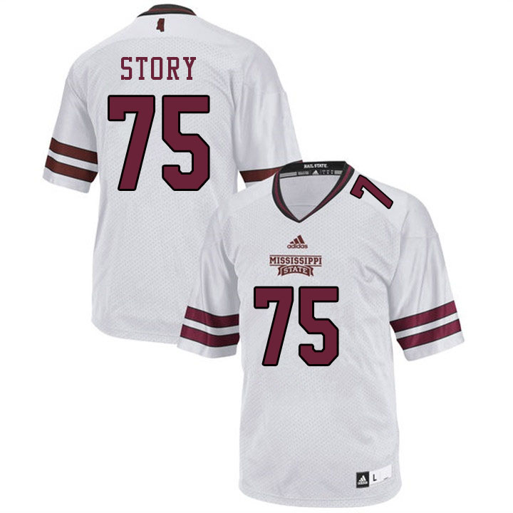 Men #75 Michael Story Mississippi State Bulldogs College Football Jerseys Sale-White - Click Image to Close